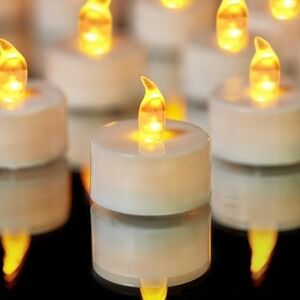 12 PCS Warm Yellow LED Tea Lights Candles 200 Hours Battery Operated